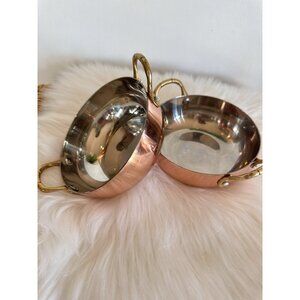 Vintage Stainless Copper Brass Mini Mixing Snack Noodle Chip Sauce Dip Bowl